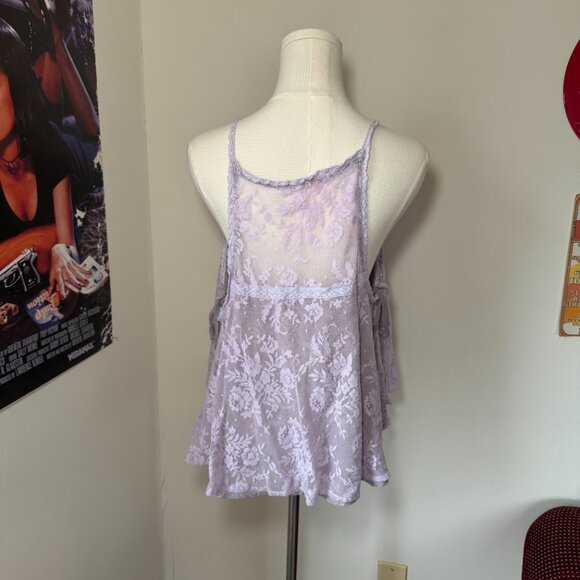 Free People Light Lavender Lacey Tank Top Blouse - Picture 3 of 11